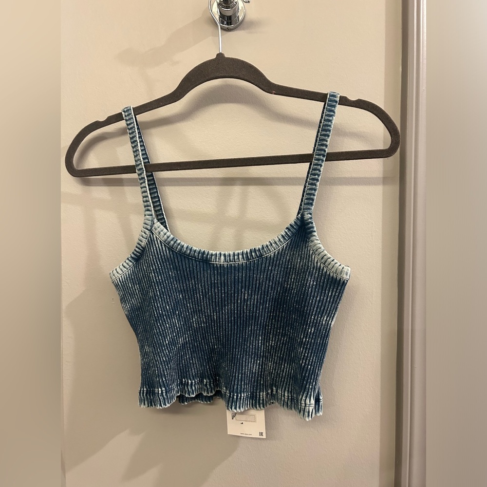 Zara Blue Tie-Dye Ribbed Tank Top